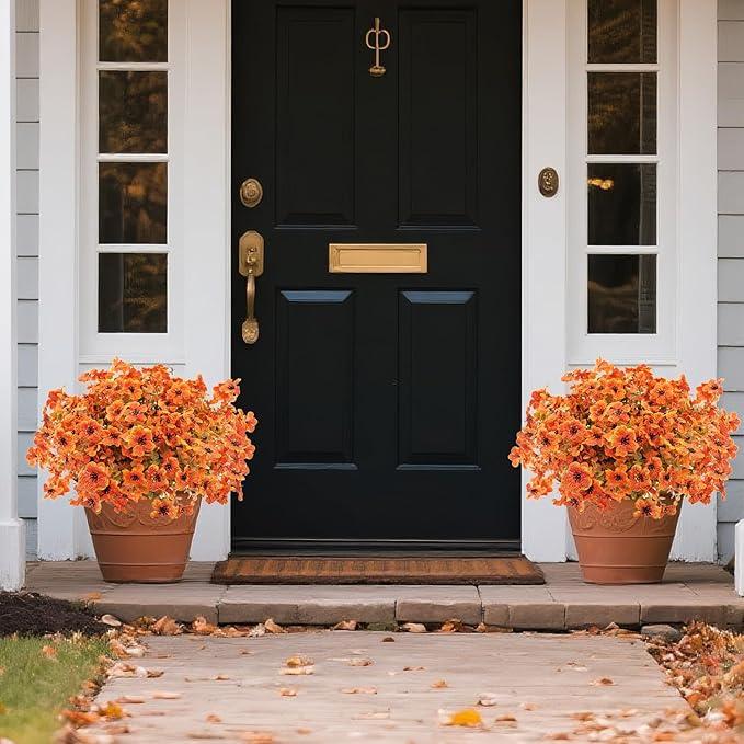 orange and yellow artificial daisy flower bundles for fall porch planter decor