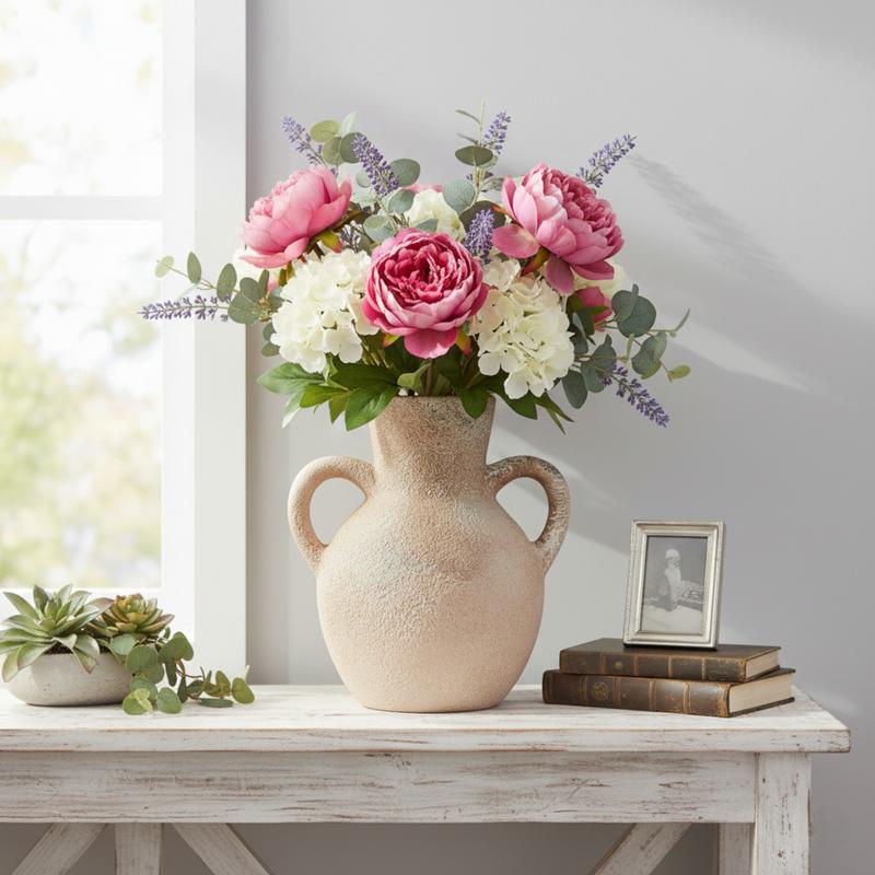 Double-Handle Ceramic Vase – 7.5"