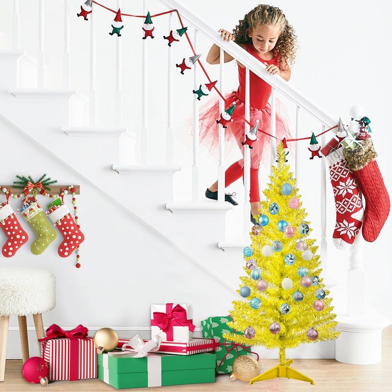Árbol de Navidad dorado preiluminado Silvanest de 1,2 m