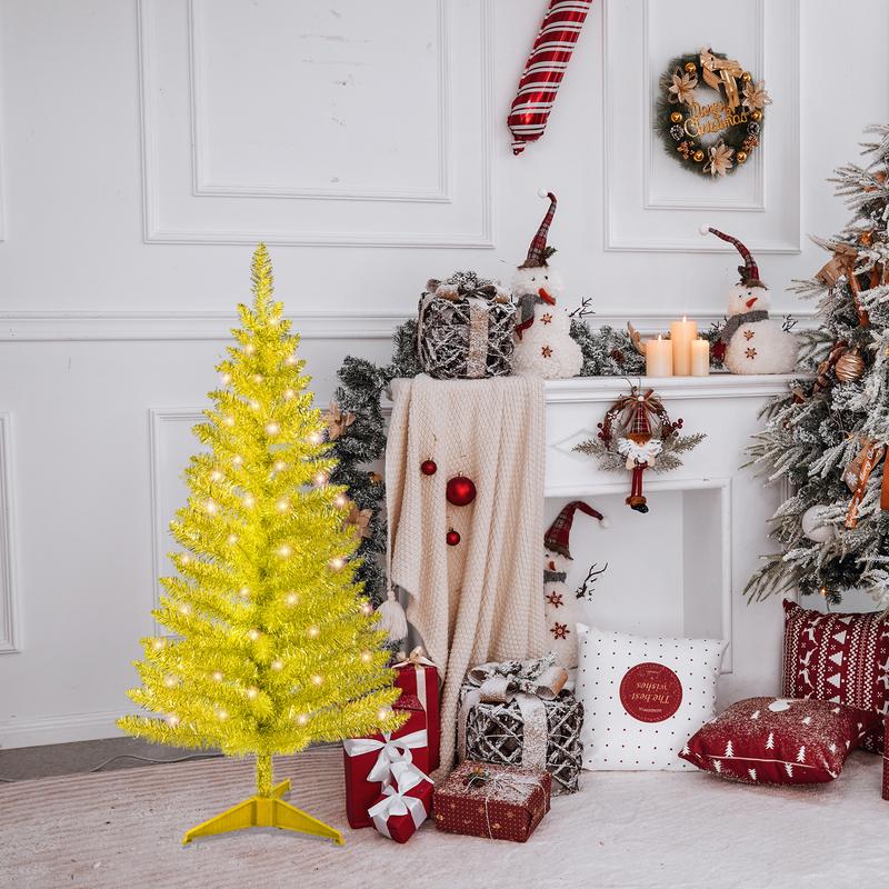 Árbol de Navidad dorado preiluminado Silvanest de 1,2 m
