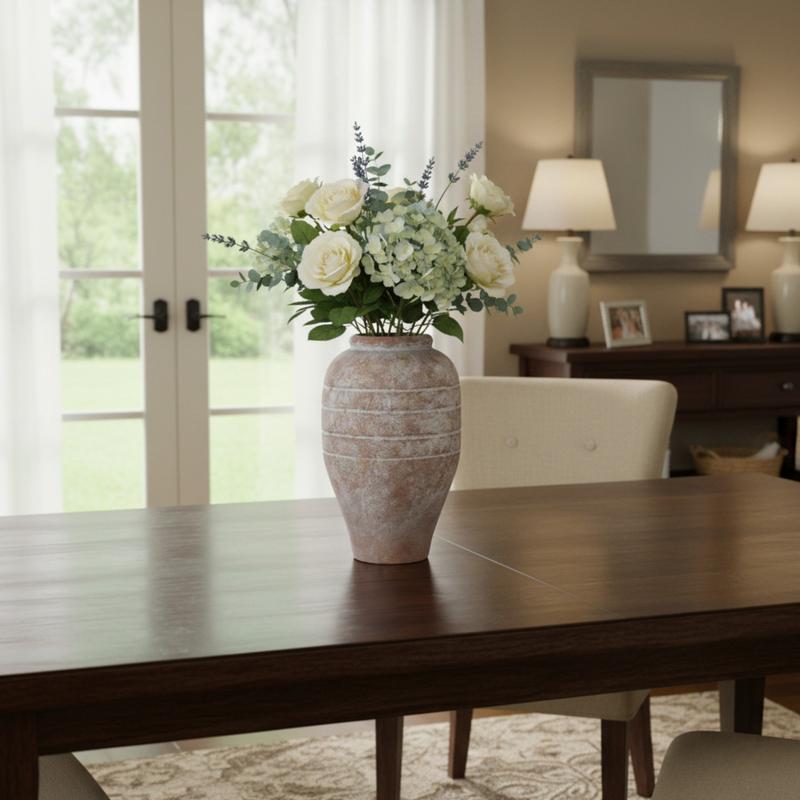 White-Wash Terracotta Vase – 9.1"