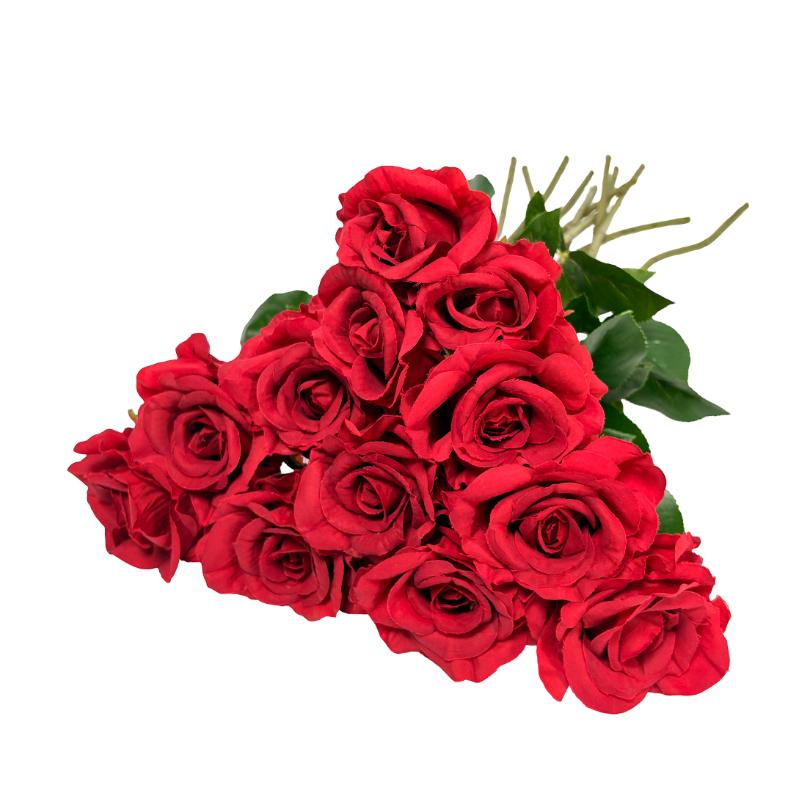 Luxury Artificial Silk Rose Bouquet – Realistic Long Stem Faux Roses for Wedding Centerpieces, Bridal Arrangements, Home Decor & Valentine's Day (6/12 PCS)