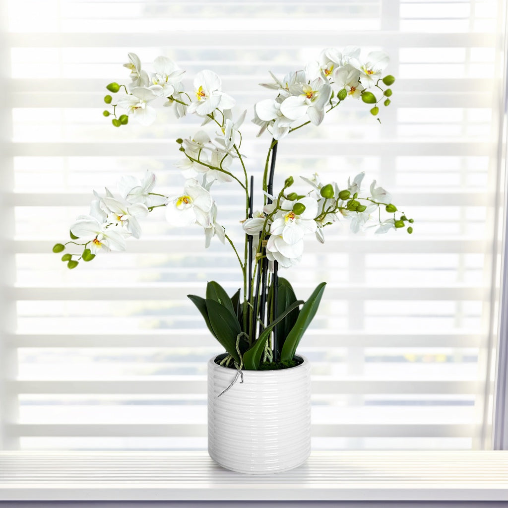 Artificial White Orchid Plant – 26"