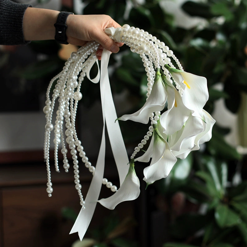 White Calla Lily Pearl Bouquet