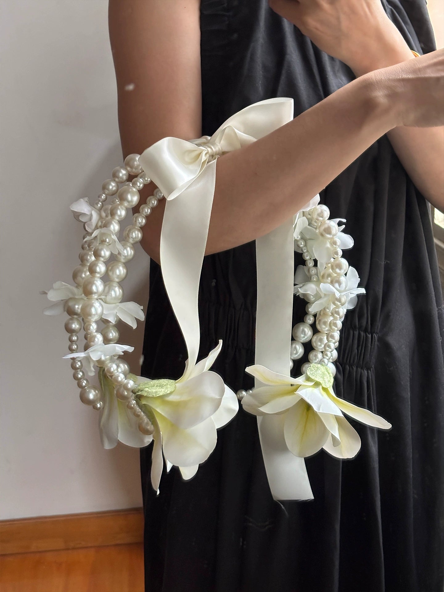 Tulip & Calla Lily Pearl Cascade Bridal Bouquet