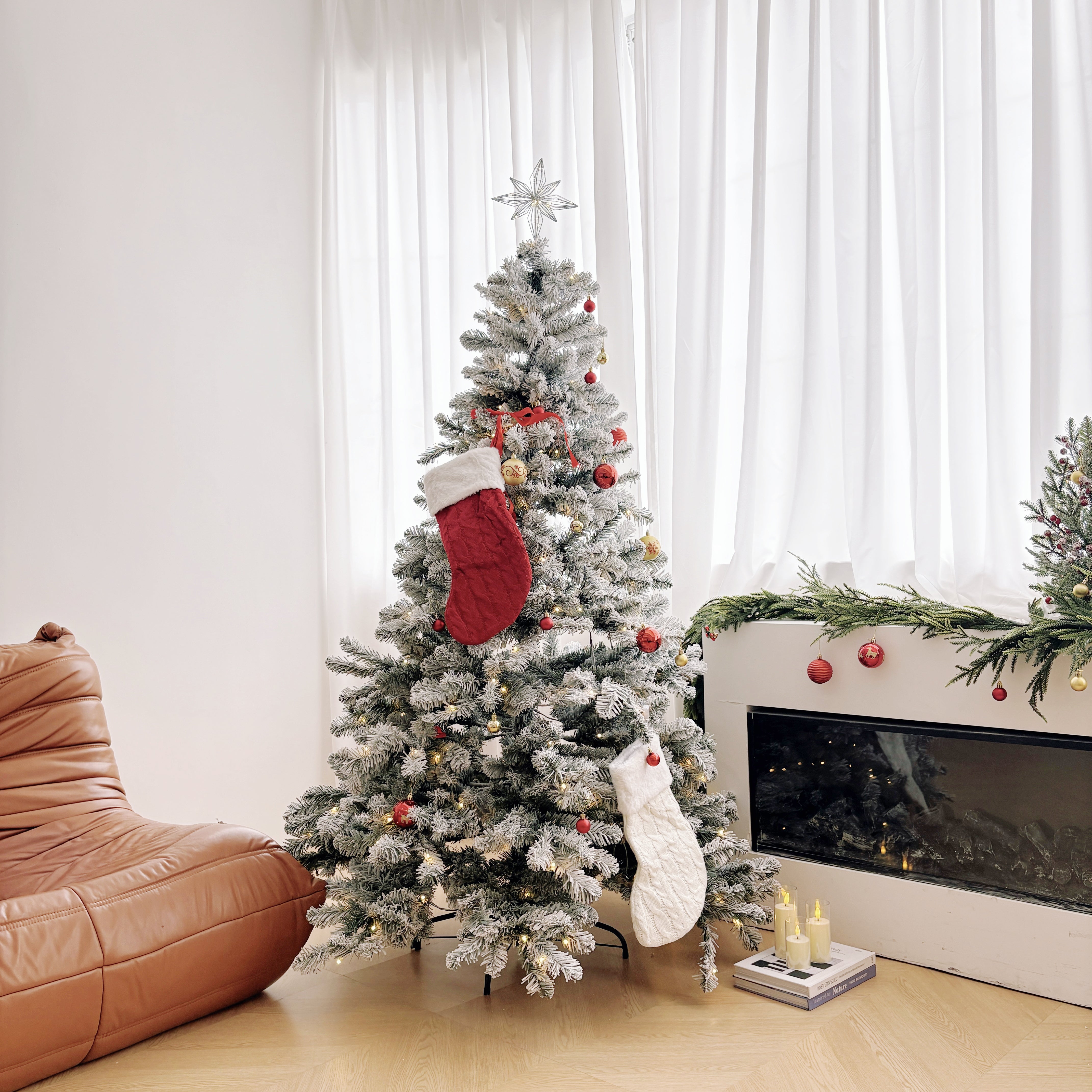 Prelit Flocked Artificial Christmas Tree