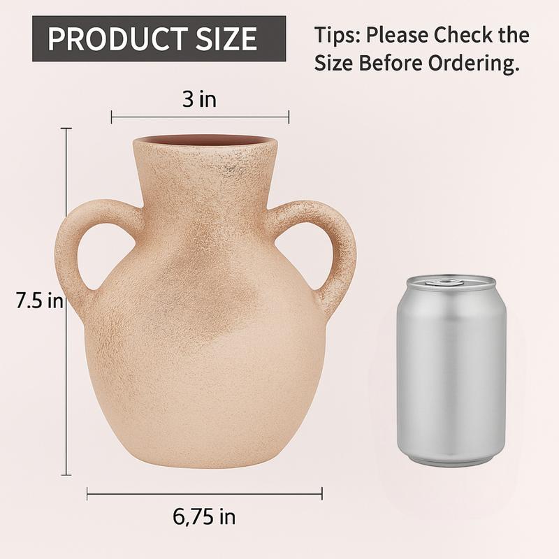 Double-Handle Ceramic Vase – 7.5"