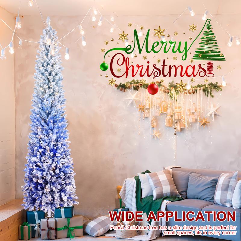 Silvanest 7FT Artificia Pencil Christmas Tree, Realistic Unlit Pine Tree with 725 PVC Needles