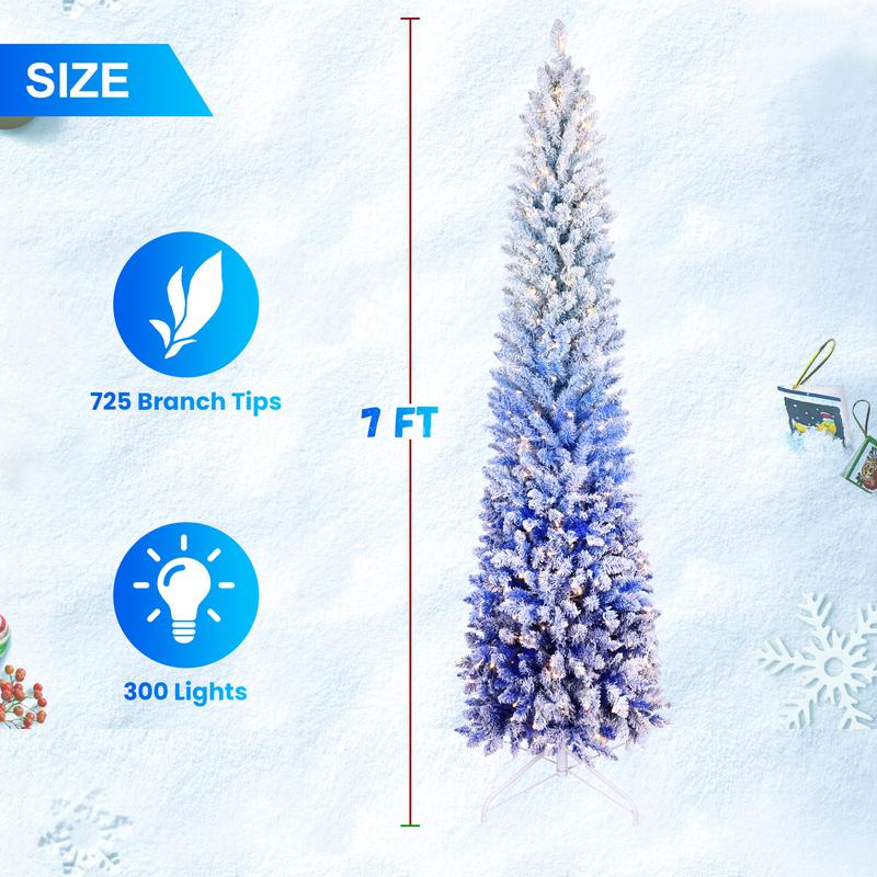 Silvanest 7FT Artificia Pencil Christmas Tree, Realistic Unlit Pine Tree with 725 PVC Needles