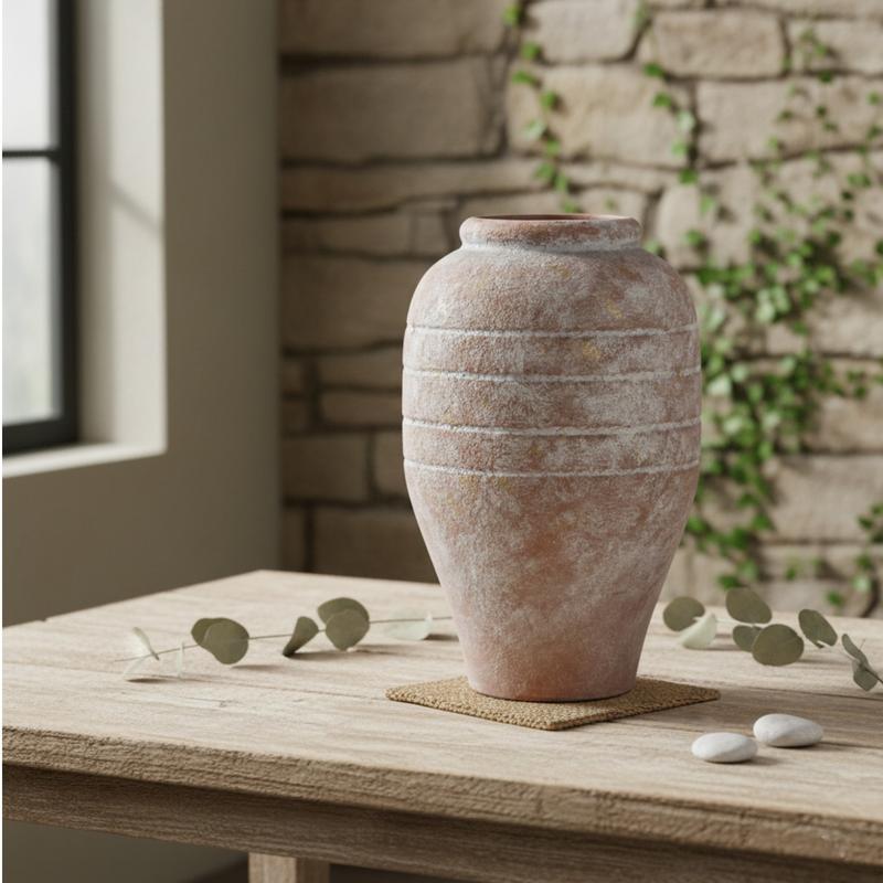 White-Wash Terracotta Vase – 9.1"