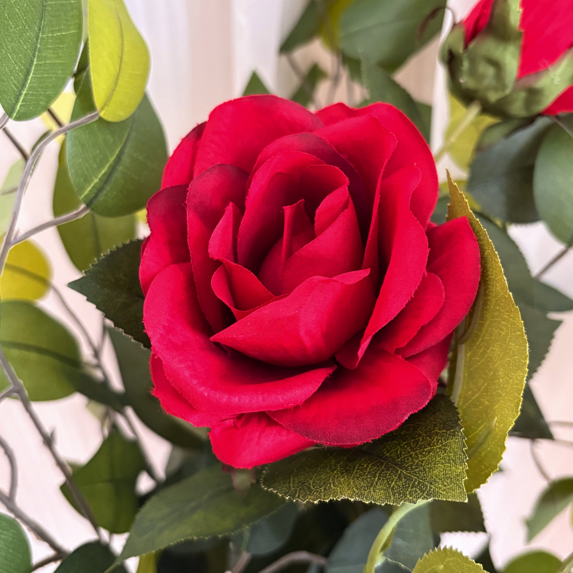 41-Inch Artificial Red Roses in Ceramic Pot