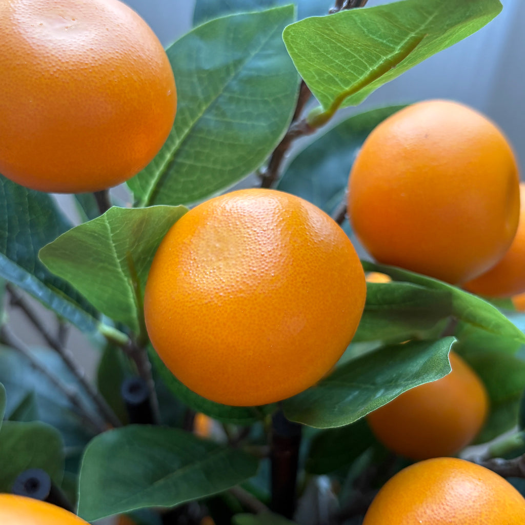 artificial  Orange Tree 36in (3ft) in White Plastic Pot