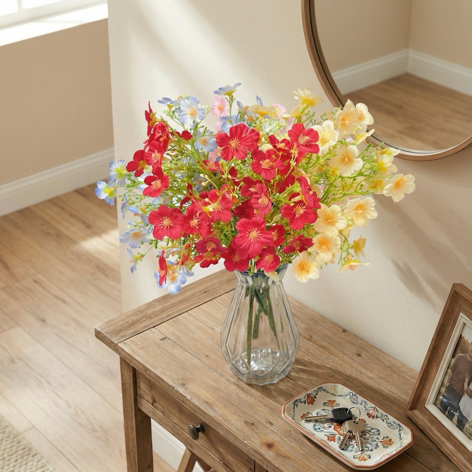 5-Head Artificial Flower Bouquet – Realistic Decorative Floral Stem for Home & Wedding Vase Arrangement
