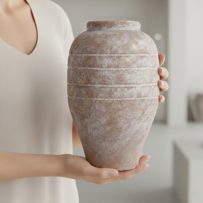White-Wash Terracotta Vase – 9.1"