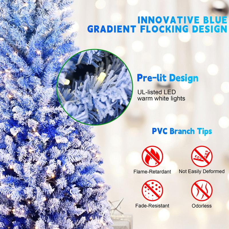 Silvanest 7FT Artificia Pencil Christmas Tree, Realistic Unlit Pine Tree with 725 PVC Needles