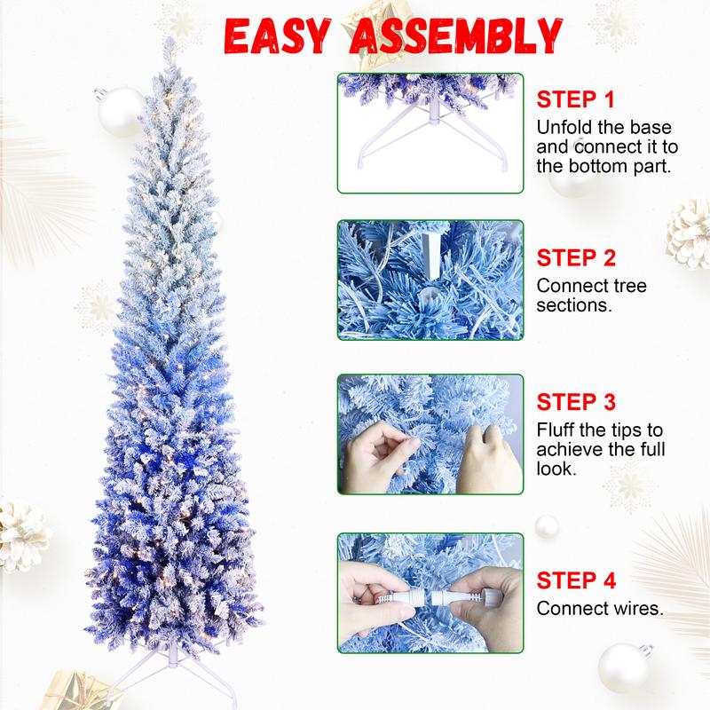 Silvanest 7FT Artificia Pencil Christmas Tree, Realistic Unlit Pine Tree with 725 PVC Needles