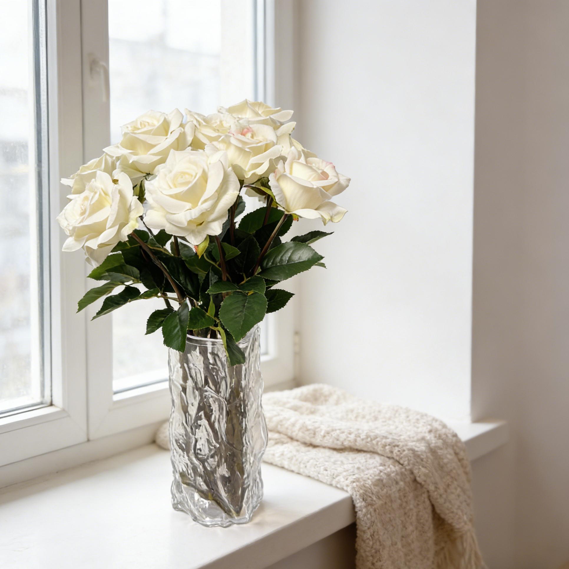 Luxury Artificial Silk Rose Bouquet – Realistic Long Stem Faux Roses for Wedding Centerpieces, Bridal Arrangements, Home Decor & Valentine's Day (6/12 PCS)