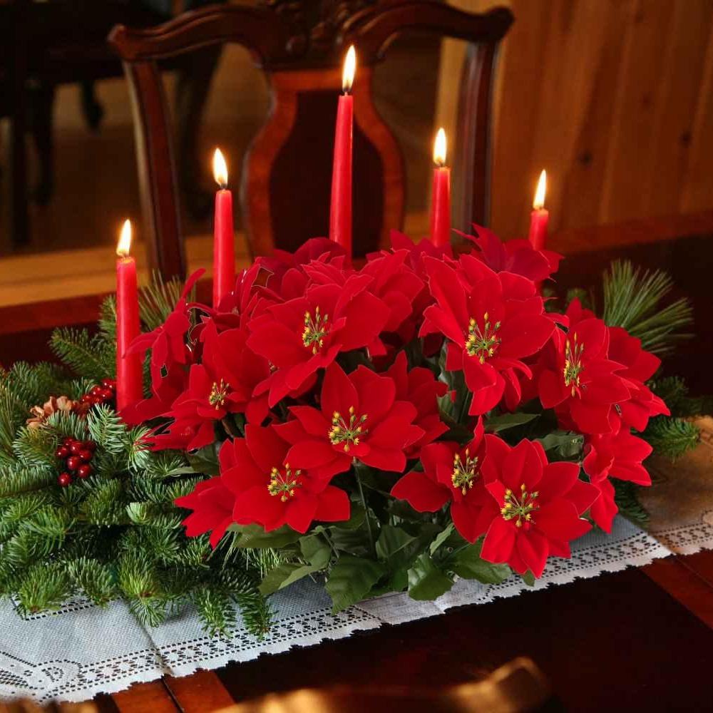 4 pcs 5 Heads Poinsettia Artificial Flowers