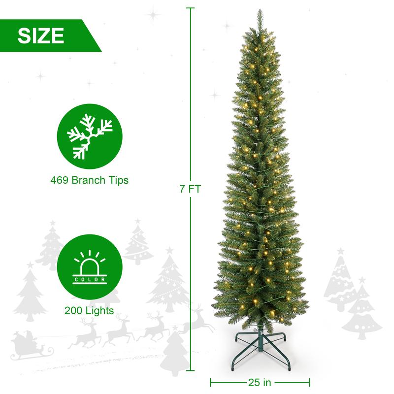 Silvanest 6-7ft Slim Kingswood Fir Christmas Tree with 150 Pre-Lit LED Lights