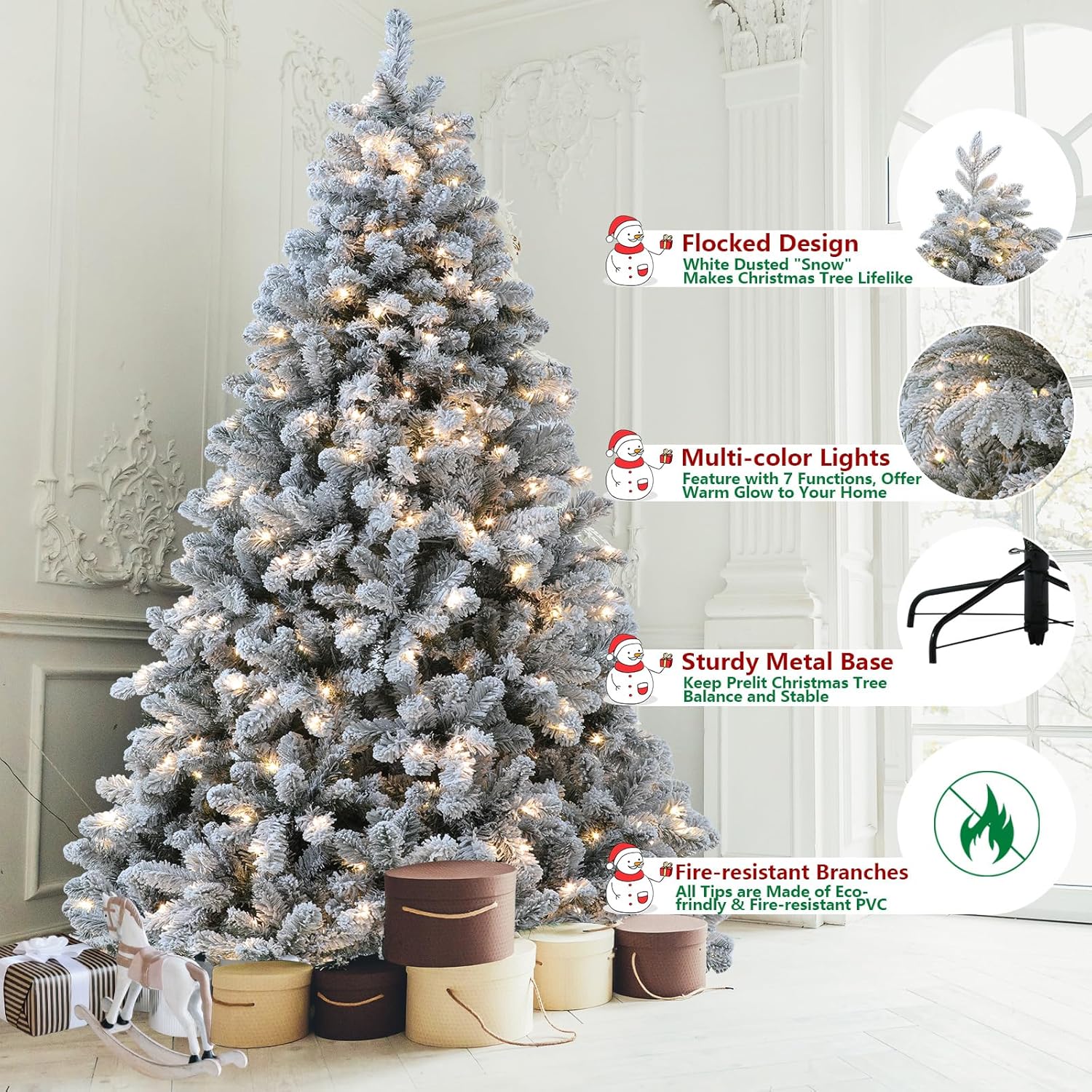 Prelit Flocked Artificial Christmas Tree