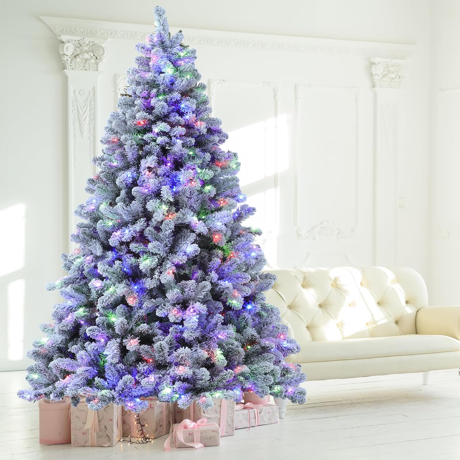 Prelit Flocked Artificial Christmas Tree