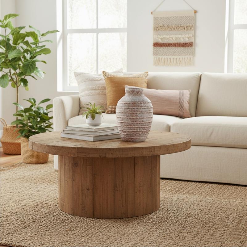 Sand Beige Ribbed Ceramic Vase – 6.9"