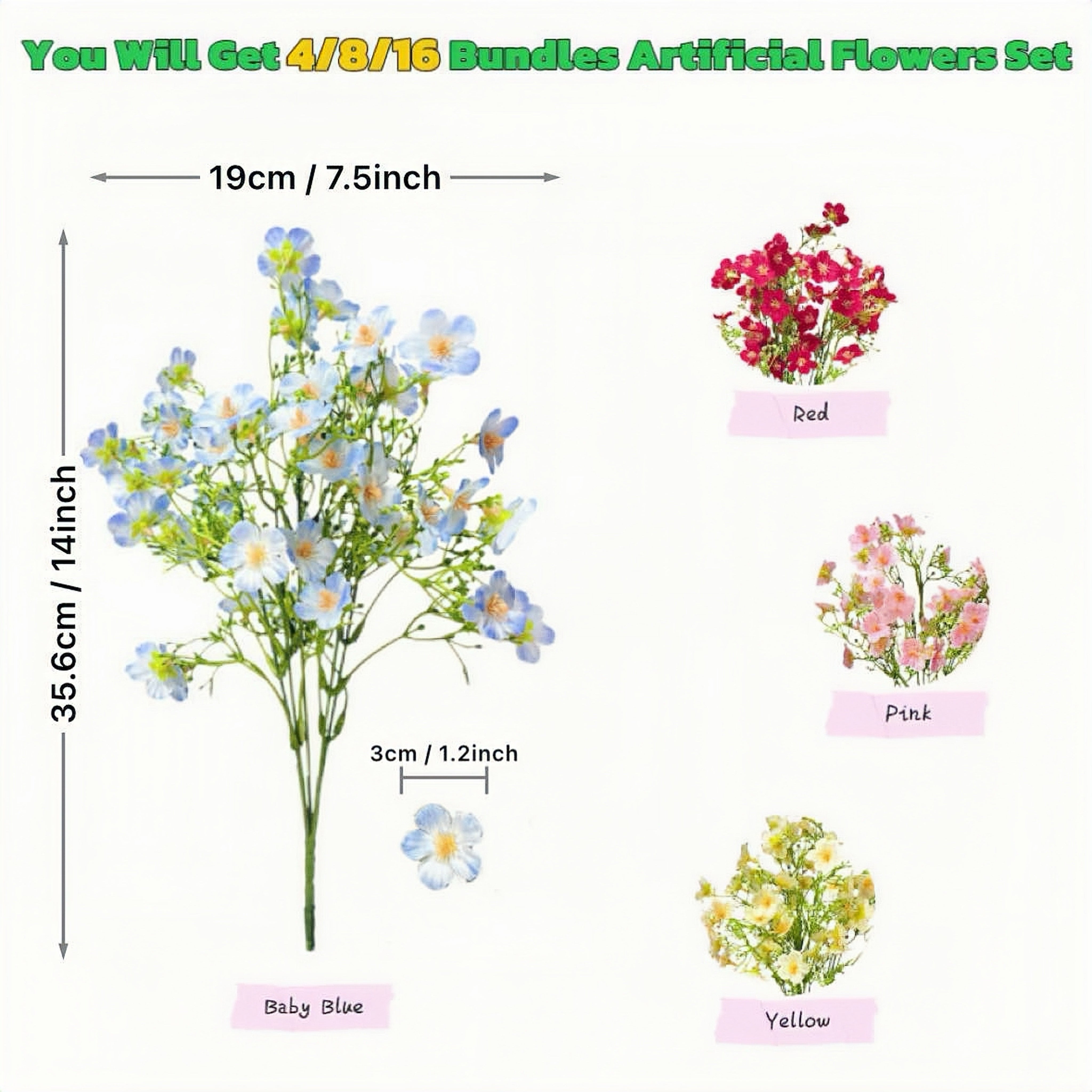 5-Head Artificial Flower Bouquet – Realistic Decorative Floral Stem for Home & Wedding Vase Arrangement