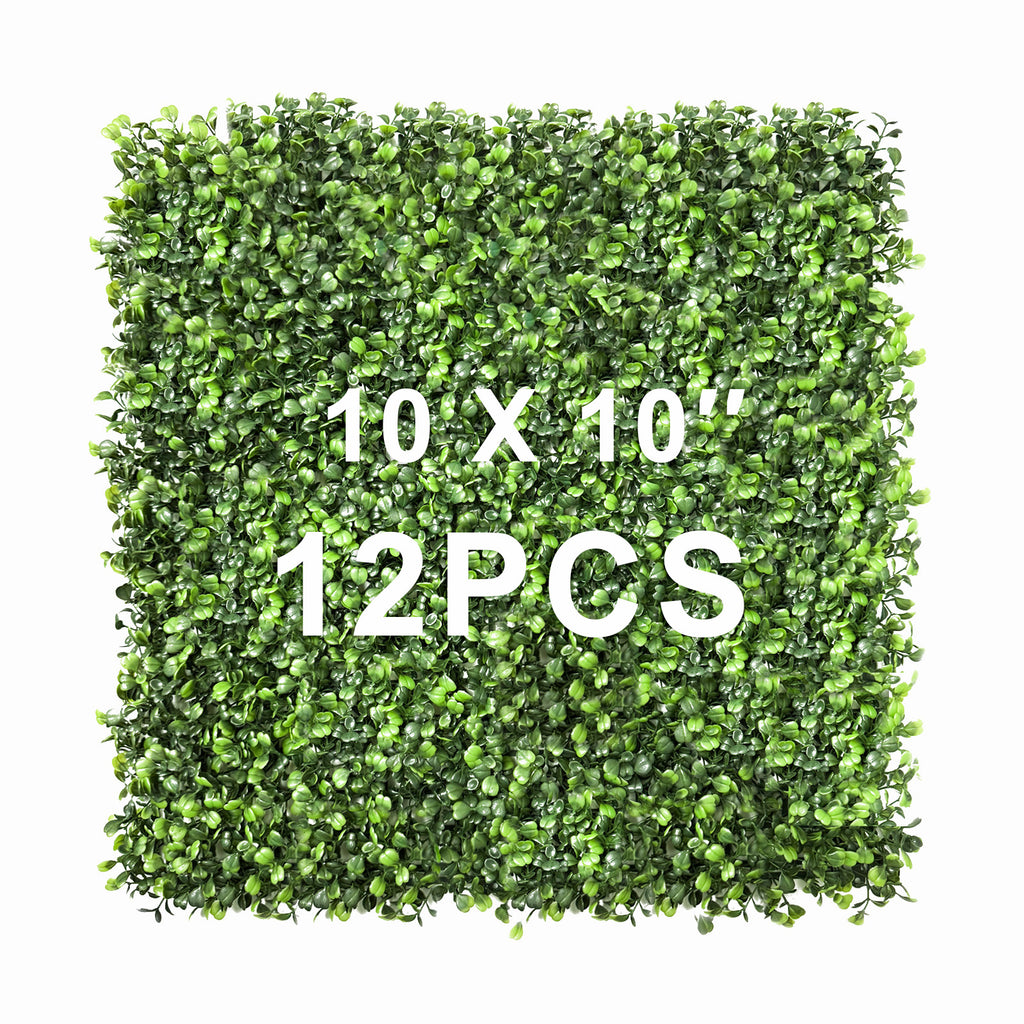 12 Pack Artificial Boxwood Panels (16x20 \ 20x20 \ 10x10 Inch)