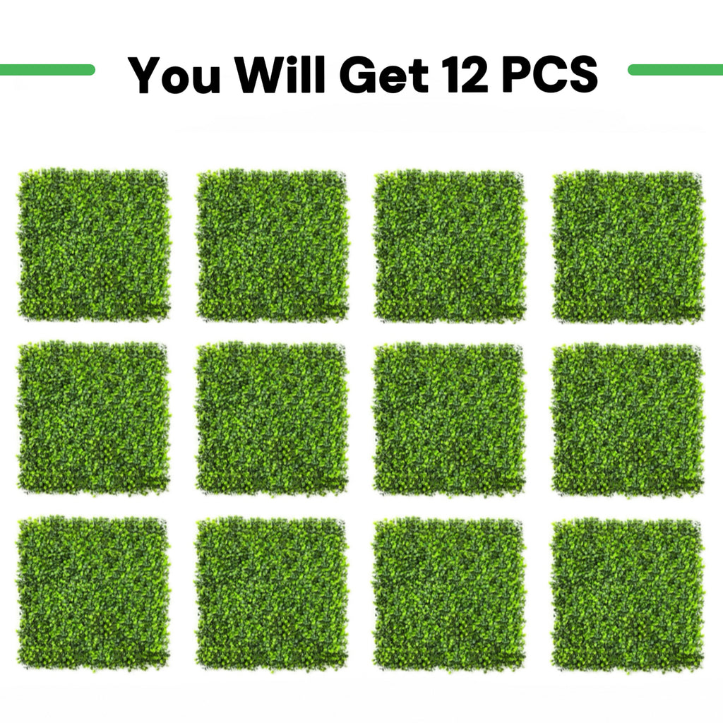 12 Pack Artificial Boxwood Panels (16x20 \ 20x20 \ 10x10 Inch)