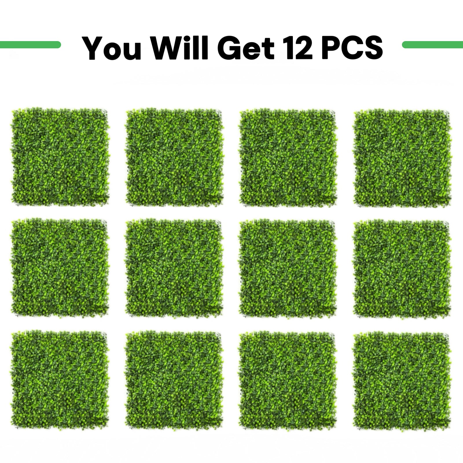 12 Pack Artificial Boxwood Panels (16x20 \ 20x20 \ 10x10 Inch)