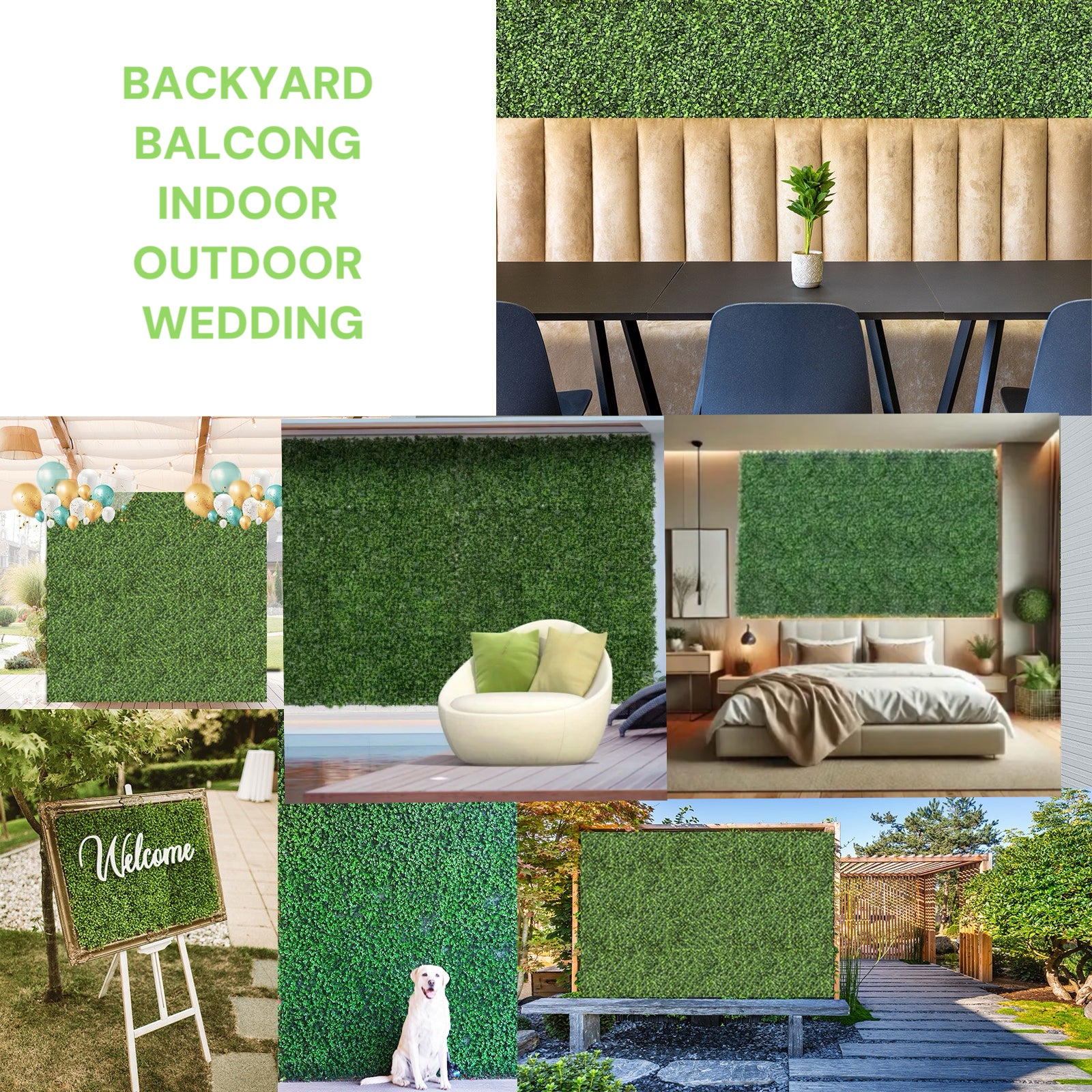 12 Pack Artificial Boxwood Panels (16x20 \ 20x20 \ 10x10 Inch)