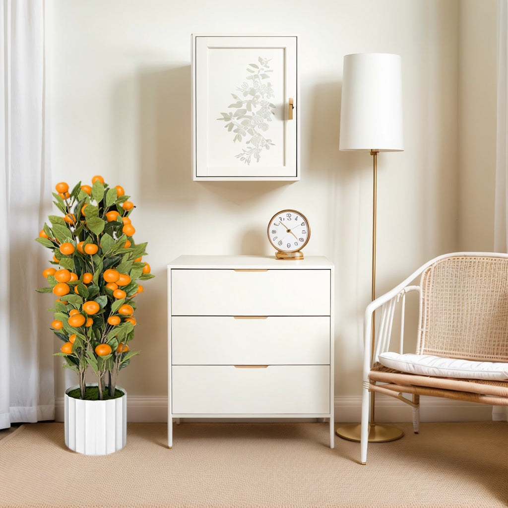 artificial  Orange Tree 36in (3ft) in White Plastic Pot