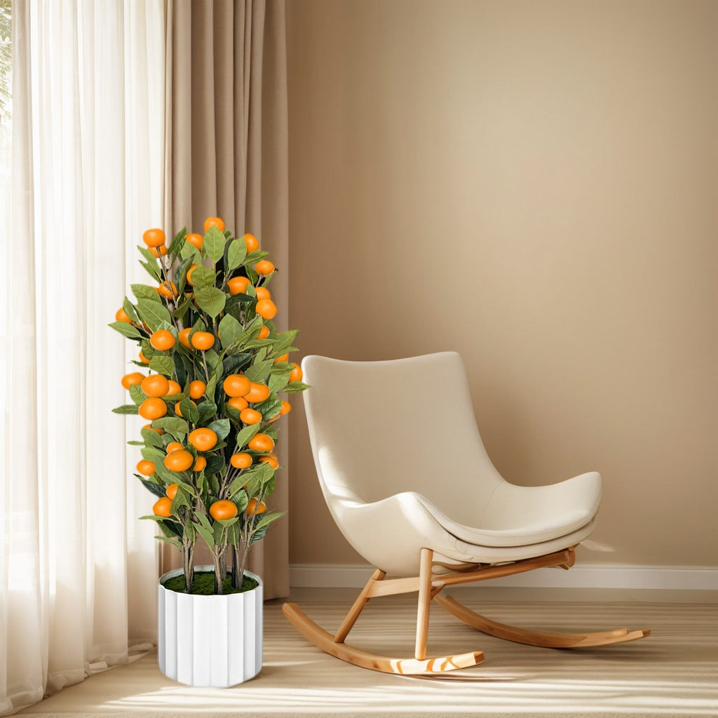 artificial  Orange Tree 36in (3ft) in White Plastic Pot