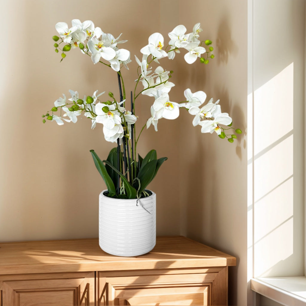 26-Inch Realistic White Artificial Orchid Plant