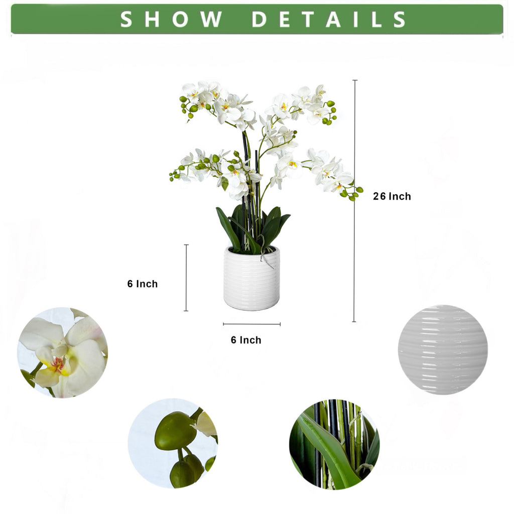 26-Inch Realistic White Artificial Orchid Plant