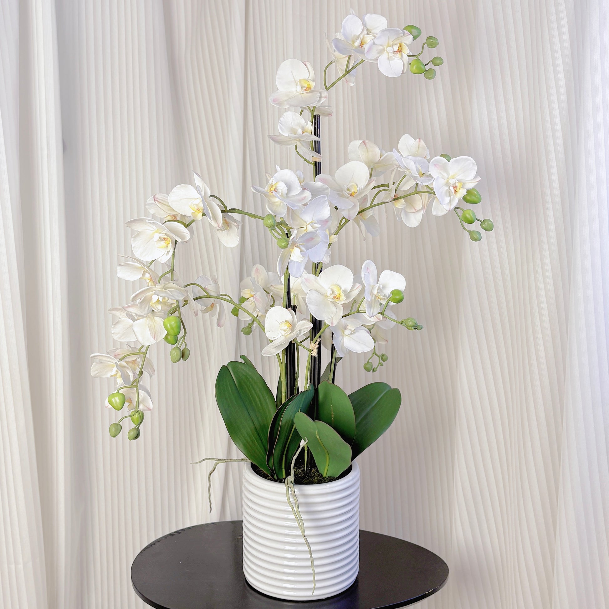 26-Inch Realistic White Artificial Orchid Plant