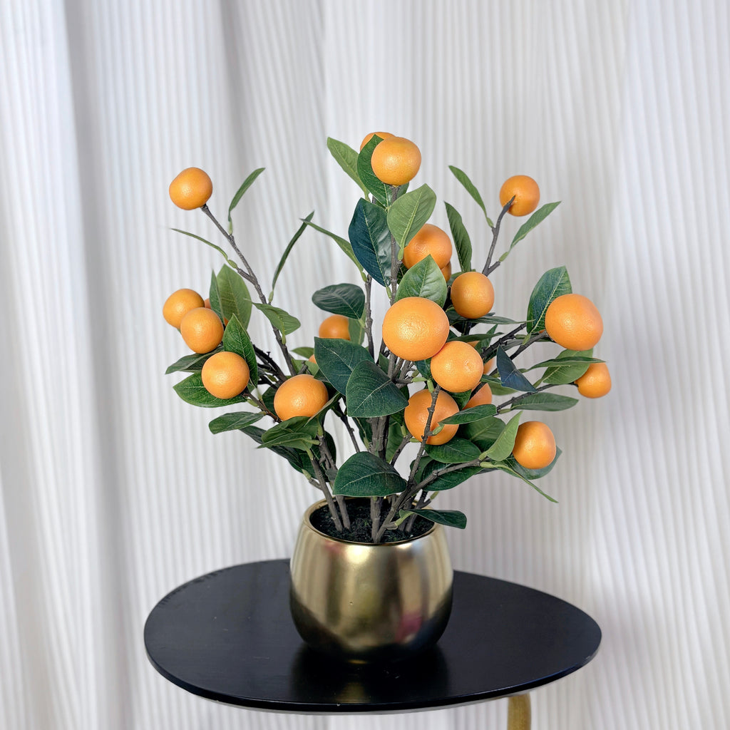 Artificial Orange Tree in Silver Pot