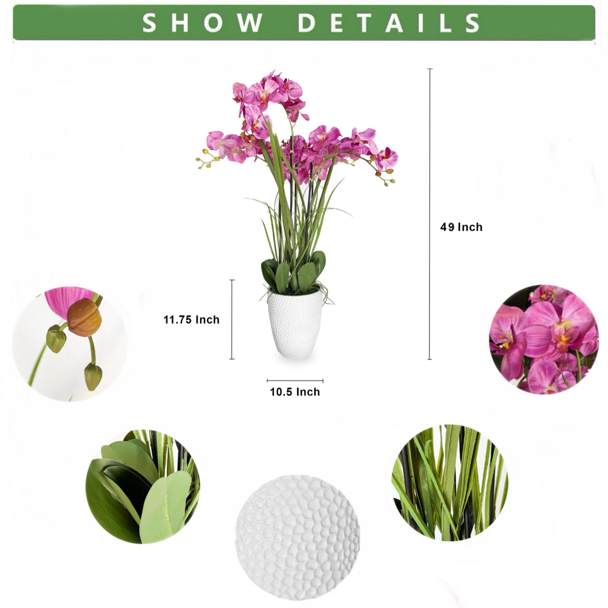 49" artificial  Pink Orchid Plant in Pot