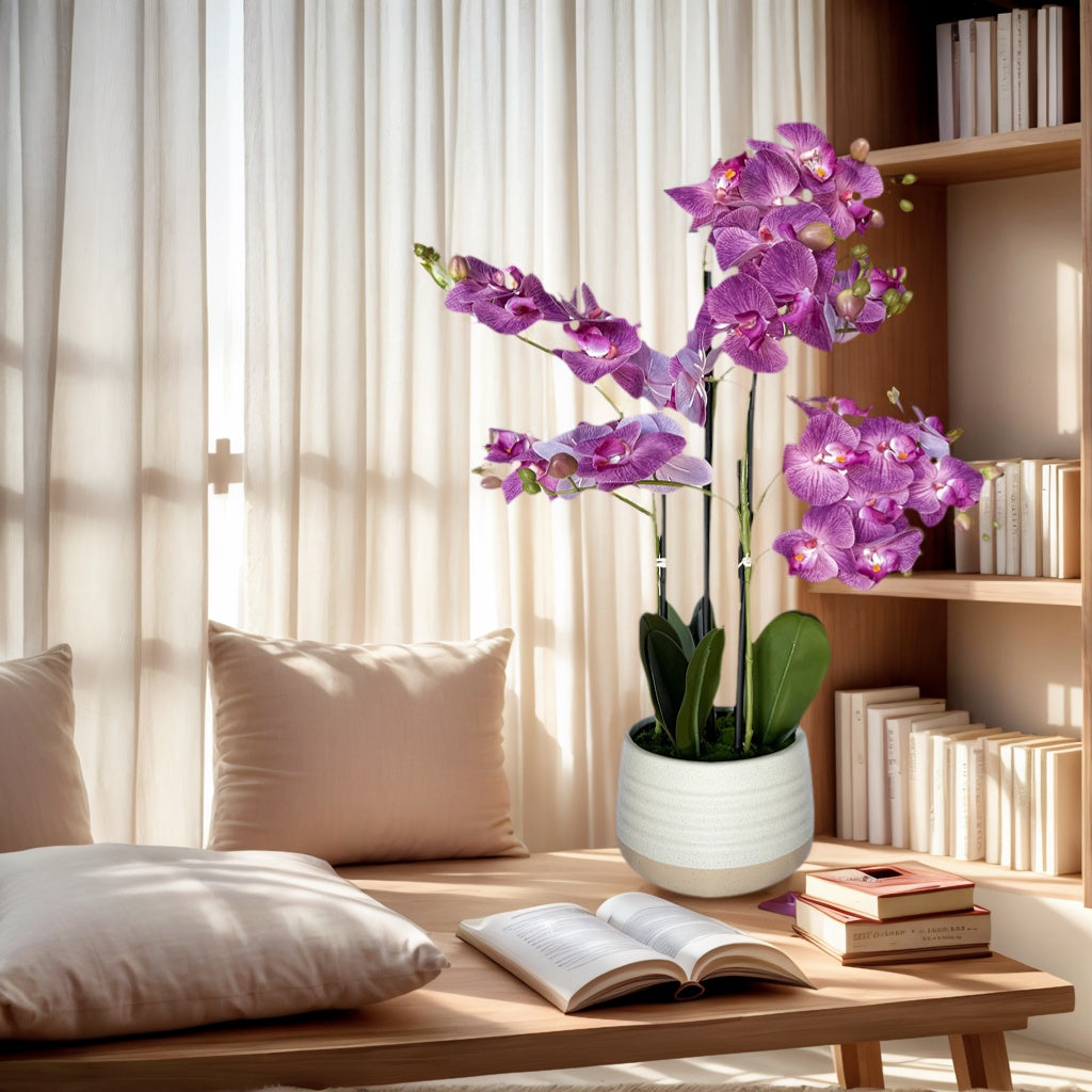 28-Inch Artificial Purple Orchid in Ceramic Pot