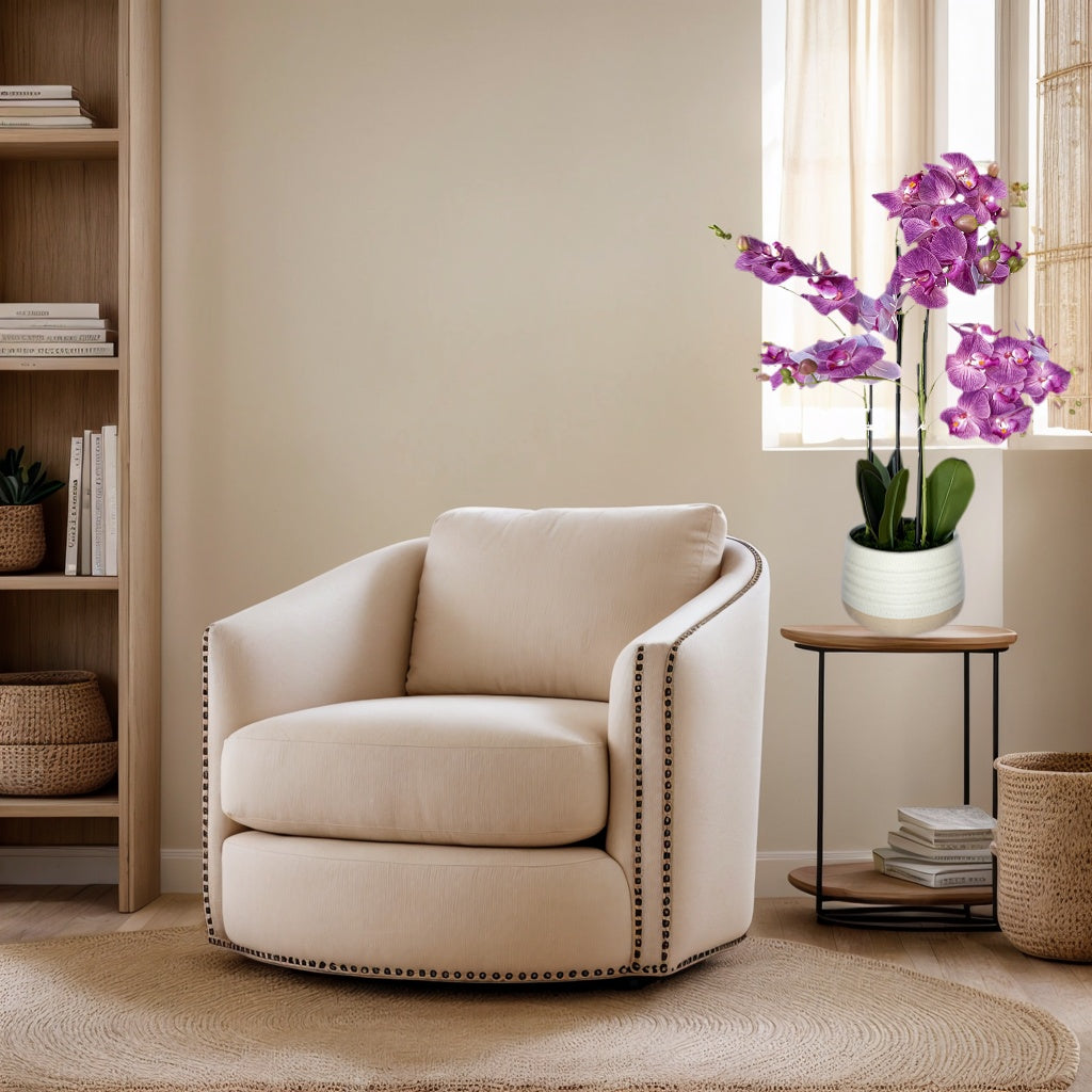 28-Inch Artificial Purple Orchid in Ceramic Pot