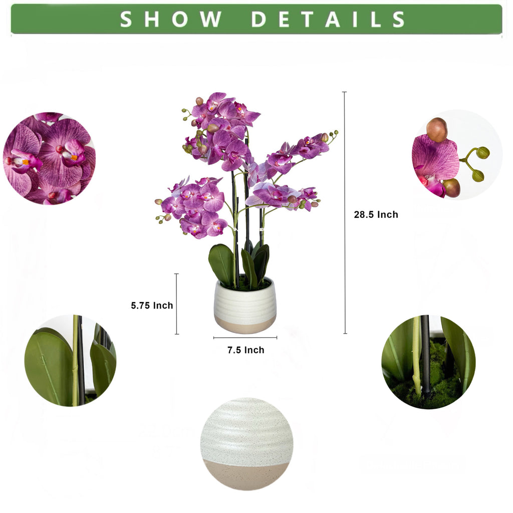 28-Inch Artificial Purple Orchid in Ceramic Pot