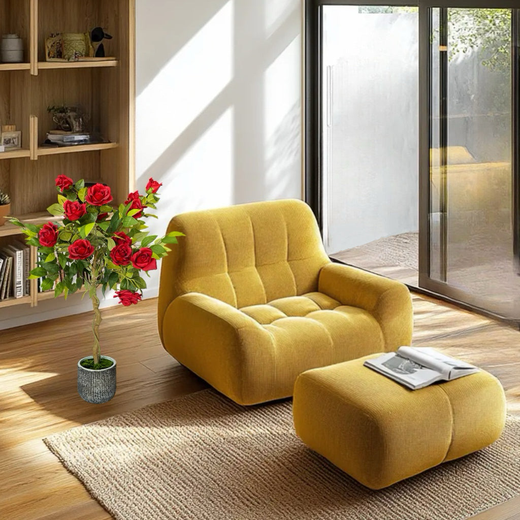 41-Inch Artificial Red Roses in Ceramic Pot