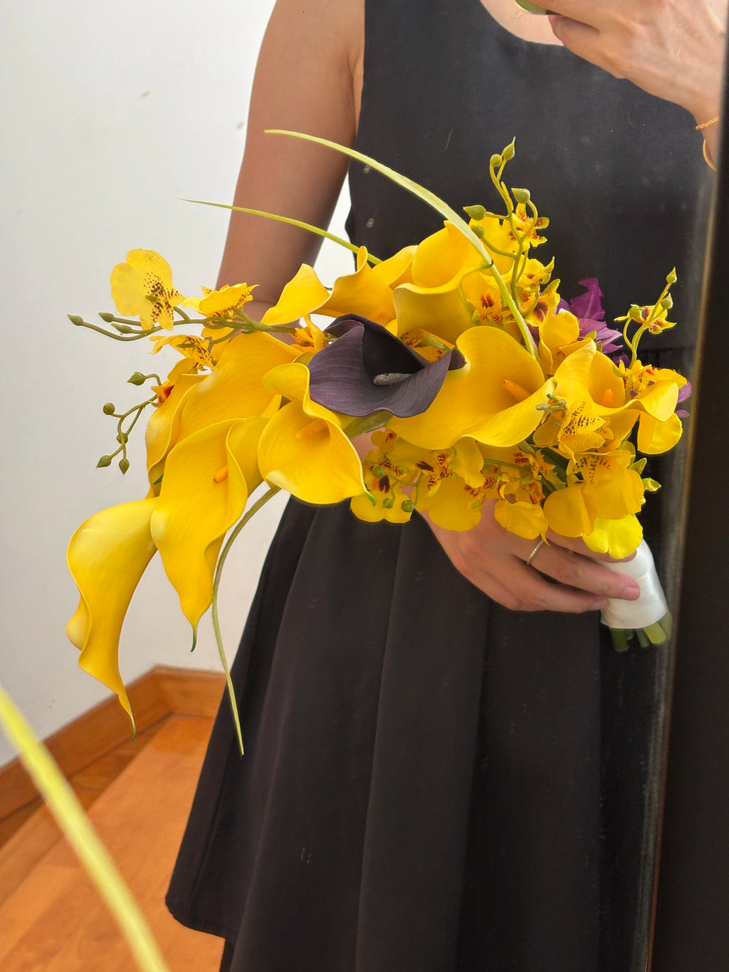 Tulip & Calla Lily Pearl Cascade Bridal Bouquet