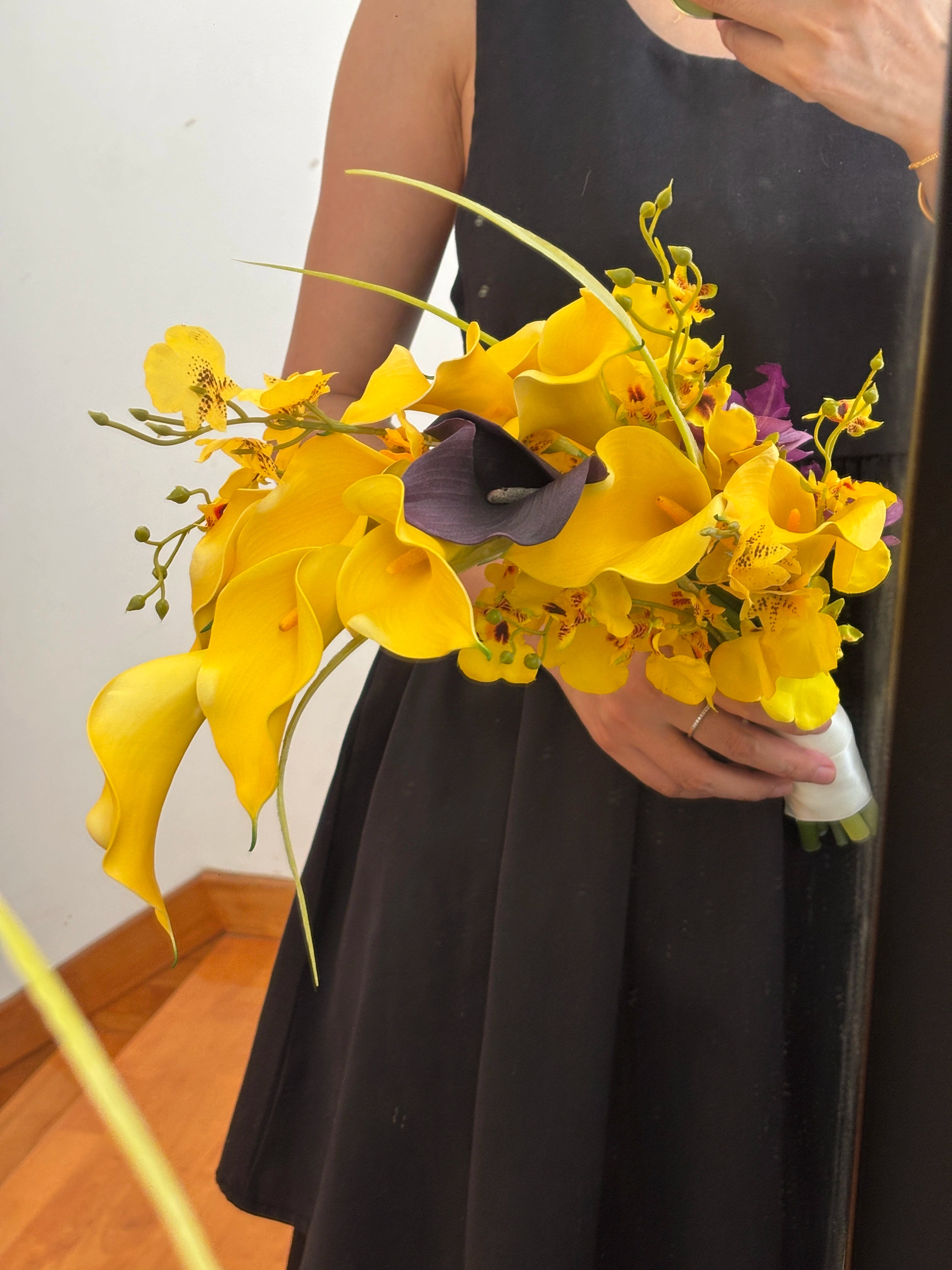 Tulip & Calla Lily Pearl Cascade Bridal Bouquet