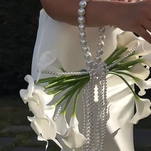 Tulip & Calla Lily Pearl Cascade Bridal Bouquet