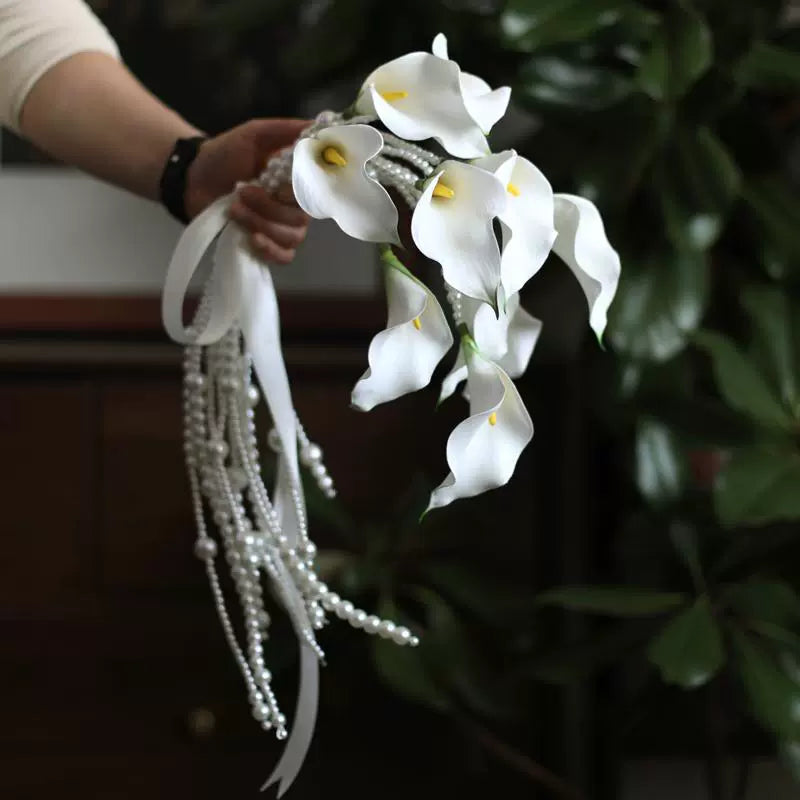 White Calla Lily Pearl Bouquet