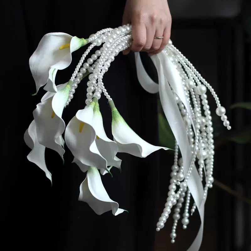White Calla Lily Pearl Bouquet
