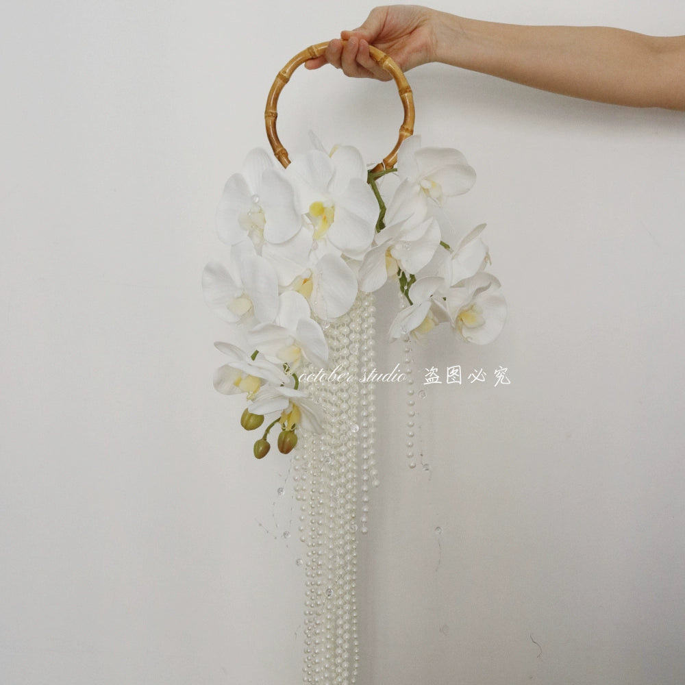 White Phalaenopsis Bridal Handheld Bouquet