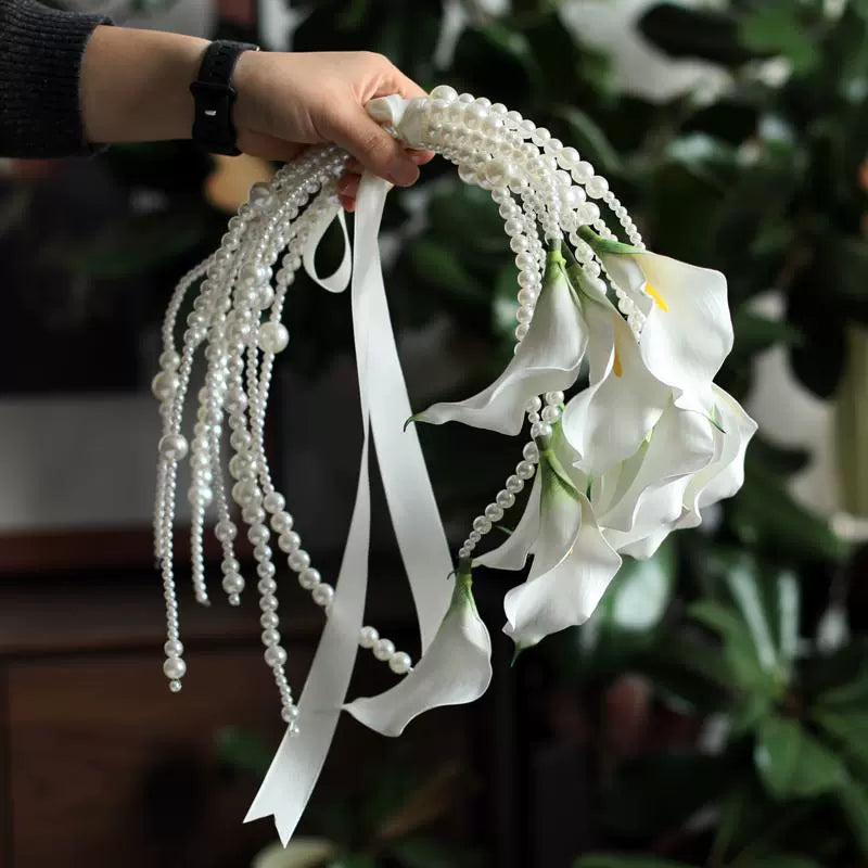 White Calla Lily Pearl Bouquet