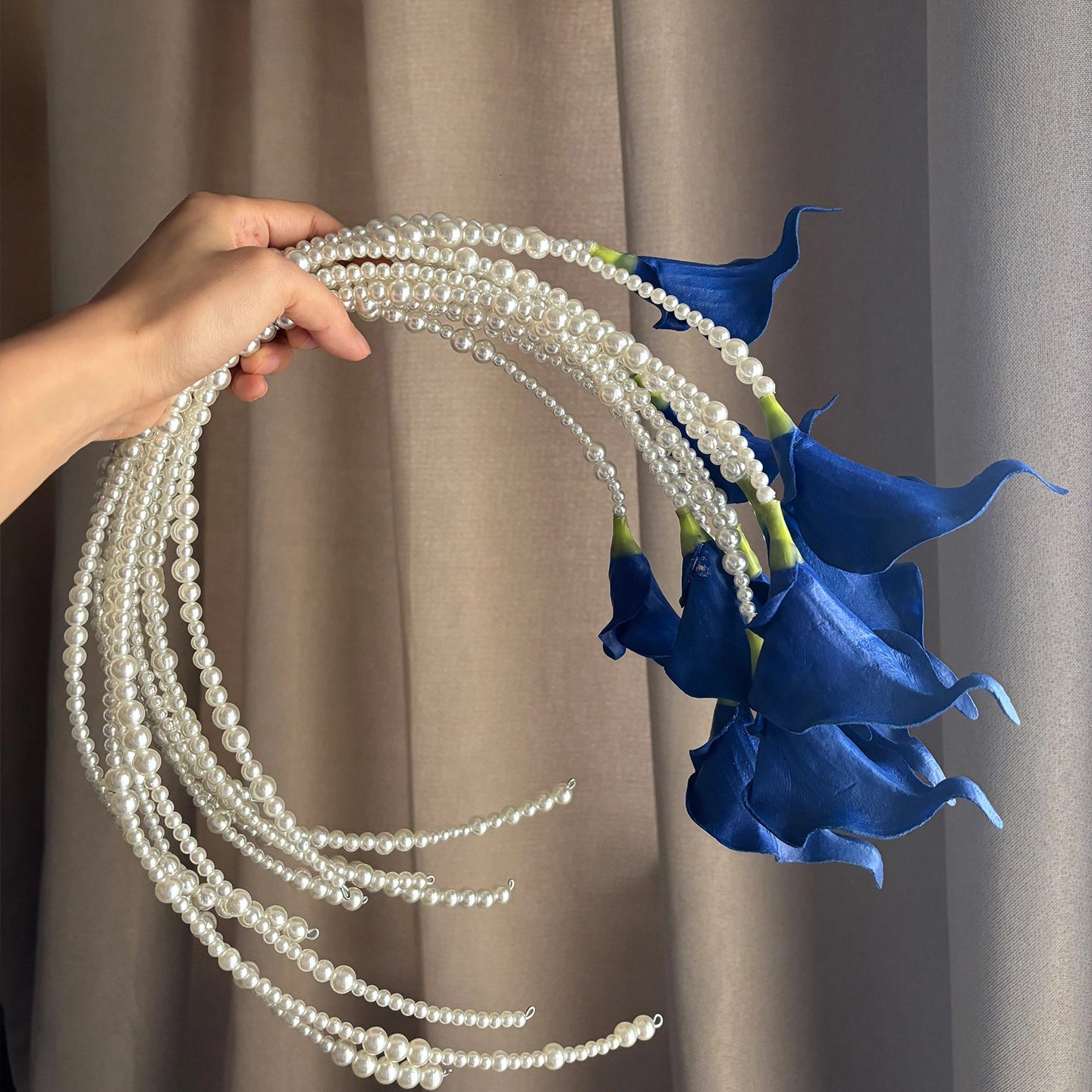 Tulip & Calla Lily Pearl Cascade Bridal Bouquet